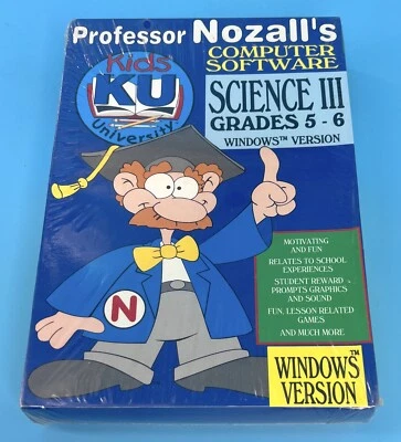 Professor Nozall's Science III Grades 5 - 6 Windows 3.0 1993 3.5" Disk – SEALED - Image 1 of 4