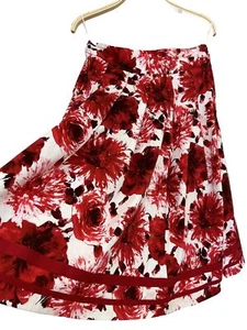 Rivette & Blair Skirt Red Floral Pleated Size 10 As new Cotton - Picture 1 of 14