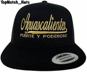 Aguascalientes Fuerte Y Poderoso Black And Gold Trucker Hat Brand New !!! - Picture 1 of 4