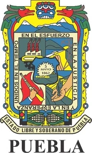 2 (PIEZAS) Puebla México. Calcomanías de escudo de armas pegatinas a todo color/a prueba de intemperie - Imagen 1 de 3