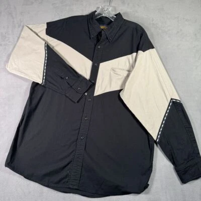 Panhandle тонкий рубашка мужская L черный белый цвет блок на пуговицах Western ранчо - Изображение 1 из 4