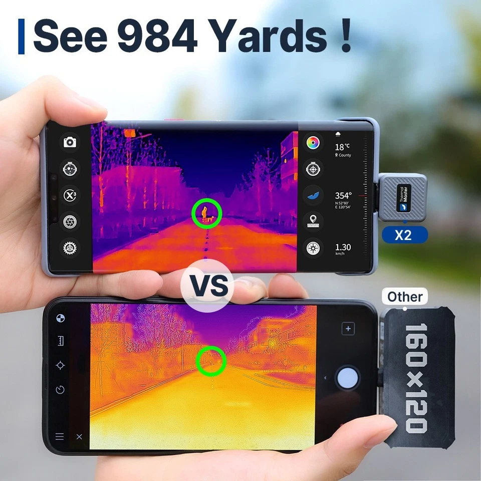 984 Yards X2 Thermal Monocular for Hunting Night Vision Binocular 50Hz 15x Zoom - Image 1 of 4