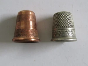 Pair of Vintage Thimbles One Copper One Steel - Picture 1 of 4
