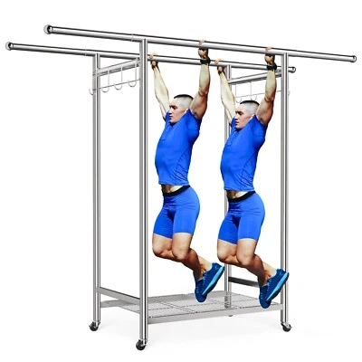 Heavy Duty Clothes Rack Load 650 LBS Metal Garment Rack Wardrobe Rack with Wheel - Image 1 of 4