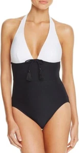 Traje de baño Kate Spade para mujer Halter bloque de color de una pieza negro talla mediana - Imagen 1 de 6