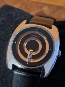 Sandoz Automatic Armbanduhr Scheibenuhr Orange Schwarz - Bild 1 von 14