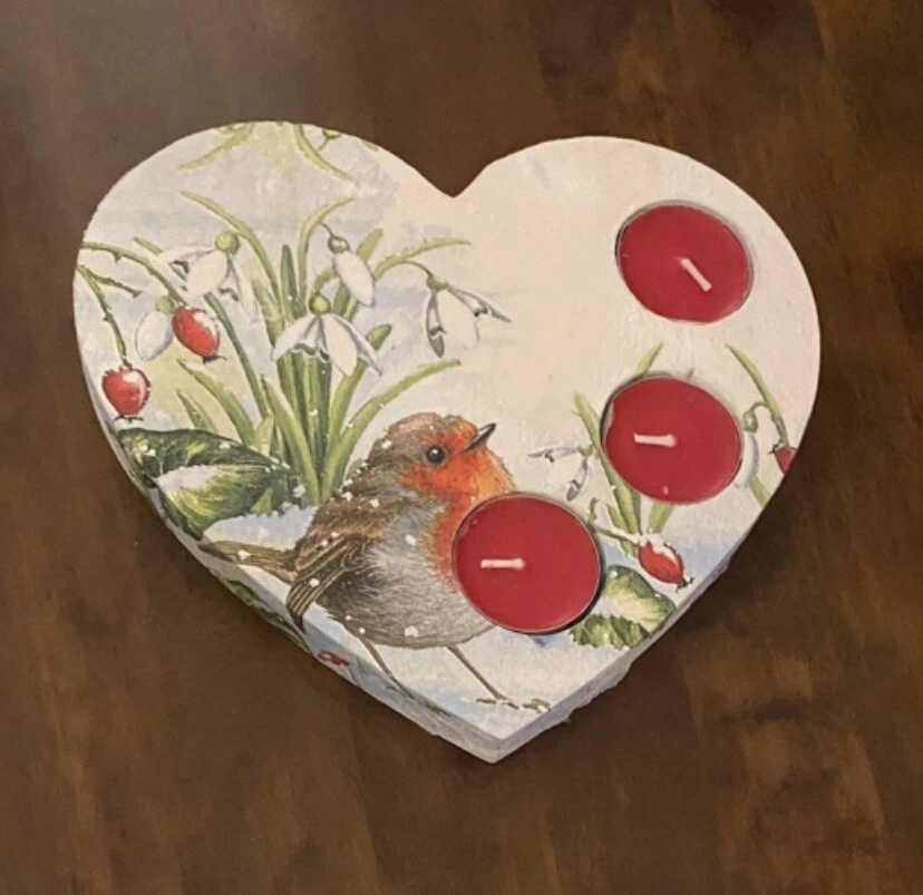 1 X Shaped Tea Light Holders Decoupage  18mm MDF 20cms Wide - Image 1 of 1