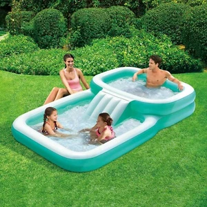 Inflatable Giant Family Pool With Water Slide Splash Unlimited Fun For Summer - Picture 1 of 3