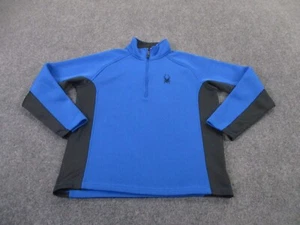 Spyder Jacket Mens L Blue Hiking Logo Outdoors Sweater Grid Heavy Coat Pullover - Picture 1 of 10
