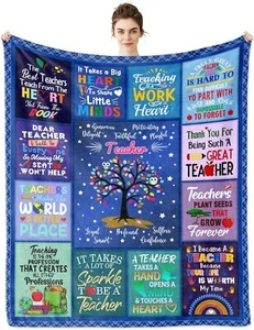 Teacher Gifts, Appreciation Blanket 60*50 Inches, Blue - Picture 1 of 7