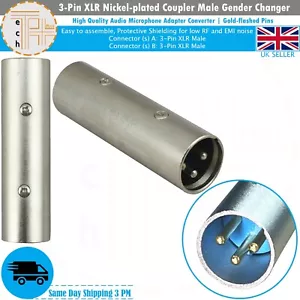 3-Pin XLR Male to Male Plug Coupler Gender Changer DJ Audio Microphone Adapter - Picture 1 of 1