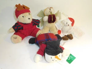 ++ RUSS Vier Weihnachts-Plüschtiere Schneemann - Teddy mit Geschenk ca. 14cm - Picture 1 of 9