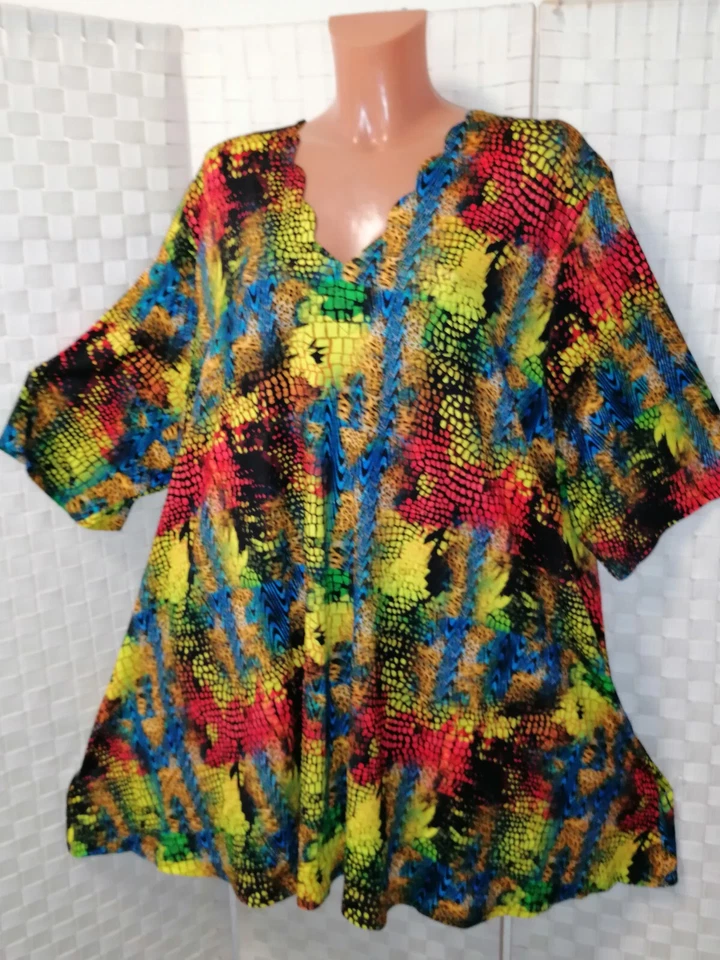 Naveed Tunika Shirt ca 56 58 60  (5)  NEU A-Linie Farbig bunt Viskose Elasthan - Bild 1 von 4