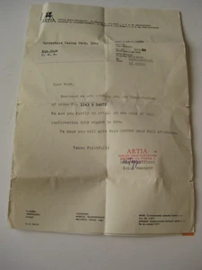 Artia Receipt Czech Czechoslovakia Czechoslovakian Ducats Coin Paper Ephemera - Picture 1 of 5