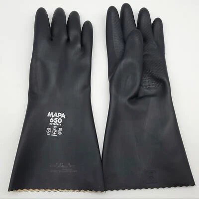 MAPA Butoflex 650 Guantes de Butilo Resistentes a Químicos Talla 8 Med 14" Largo Negro Par Foto 1 de 4