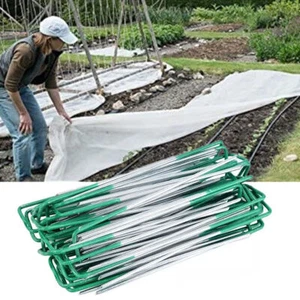 20/50/100 U PINS PEGS GREEN ARTIFICIAL GRASS TURF WEED GALVANISED METAL STAPLES - Picture 1 of 12