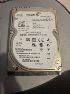Seagate Momentus 7200.4 250GB 2.5" SATA 7200RPM ST9250410ASG Hard Drive HDD - Image 1 of 3