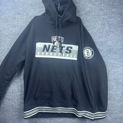 NBA Brooklyn Nets Suéter Sudadera con Capucha Para Hombre Grande Negro Street Wear Estampado Gráfico Foto 1 de 4