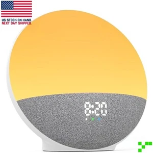 Digital Sunrise Alarm Clock Radio Wake Up Light Sleep Aid Bluetooth Speaker iOS - Picture 1 of 10