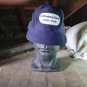 Blue vintage trucker style Kimberly-Clark Paris Texas 1980s/1990s snapbackhat - Picture 1 of 4