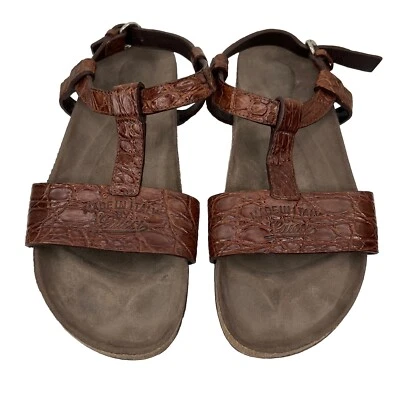 Sandalias planas de cuero Gucci de colección zapatos 9 marrón Horsebit correa en T hebilla punta abierta Foto 1 de 4