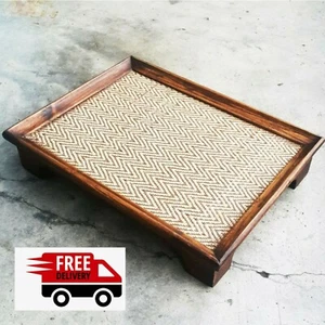 Wooden Tray Crafts Wood Tray Serving Plate Tea Coffee Bamboo Rectangle Free ship - Picture 1 of 12