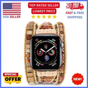 Handmade Boho Apple Watch Band: Mahogany Wood Grain Bracelet for iWatch Series - Picture 1 of 7
