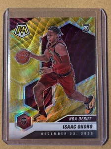 2021 MOSAIC SSP GOLD WAVE PRIZM ROOKIE NBA DEBUT ISAAC OKORO CLEVELAND CAVALIERS - Picture 1 of 2