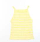H&M Girls Yellow Striped Viscose Basic Tank Size 14 Years Square Neck Pullover