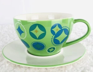 Juego de platillos de taza Starbucks Holiday 2006 12 fl. oz. Plato de té de café verde azul - Imagen 1 de 6