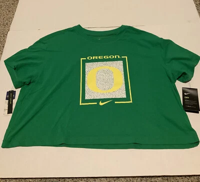 Oregon Ducks Nike Dri-Fit Women’s Crop Top Green S/S Shirt Crew Size: 2XL NWT - Image 1 of 4