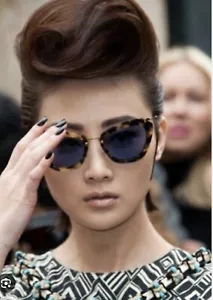 AUTHENTIC MIU MIU Sunglasses SMu 10N Gold Tortoise Mu10Ns 55mm Cat Eye Animal - Foto 1 di 13