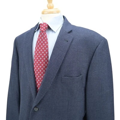 Jos A Bank 1905 Dark Blue Tailored Fit Flannel Houndstooth Blazer Sport Coat 48R - Image 1 of 4