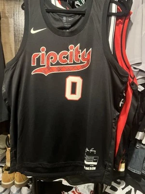 Nike Portland Trailblazers Damian Lillard City Edition Jersey Sz XXL 56 RIP CITY - Image 1 of 4