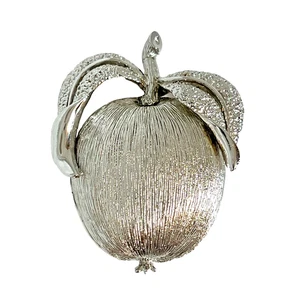 Broche prendedor vintage Sarah Coventry "Adams Delight" APPLE tono plateado firmado MCM 1960s - Imagen 1 de 8
