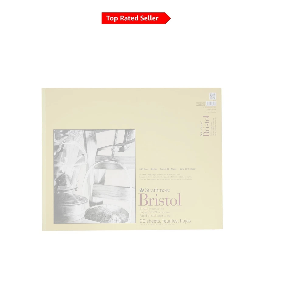 Almohadilla de papel lisa Strathmore Bristol 19x24” - 20 hojas para artistas y creativos Foto 1 de 4