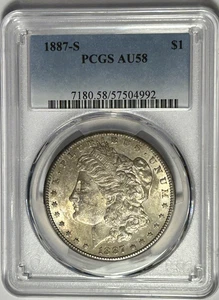 1887 S MORGAN DOLLAR PCGS AU 58 - Picture 1 of 4