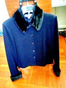 GORGEOUS ST JOHN'S COLLECTION BY MARIE GRAY EVENING FUR SWEATER JACKET.BLACK,S-4 - Picture 1 of 20