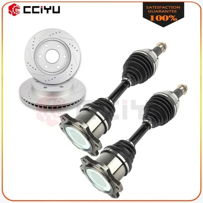 2 discos de freno delanteros rotores + 2 ejes CV para GMC Sierra 1500 6,0 L 2001-2006 Foto 1 de 4