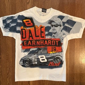 Camiseta mediana blanca estampada Y2K Nascar Dale Earnhardt Jr. de colección nueva sin etiquetas - Imagen 1 de 7
