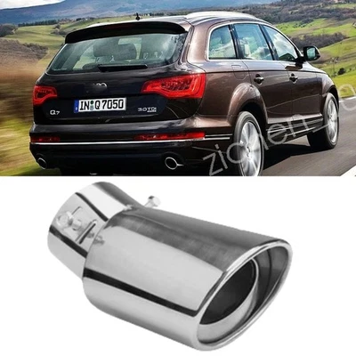 For Audi Q3 Q5 Q7 Q8 Chrome Car Exhaust Pipe Tip Muffler Stainless Steel - Imagem 1 de 4
