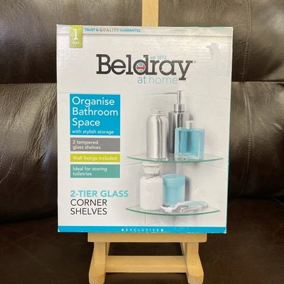 BELDRAY MENSOLE ANGOLARI IN VETRO 2 LIVELLI per organizzare il bagno: Fissaggi a parete inclusi - Immagine 1 di 4