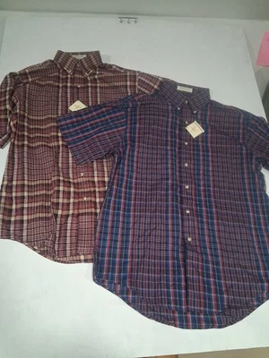 Mens Lot (2) Arrow Tournament Wrinkle Free Plaid Short Sleeve Button Down Medium - Image 1 of 4