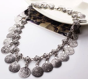 Vintage Style Silver Coins Necklace Collar Statement Fashion Women Jewellery - Picture 1 of 7