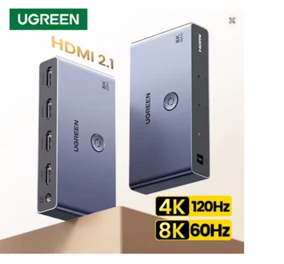 UGREEN HDMI 2.1 Conmutador 8K 60Hz 4K 120Hz 3 en 1 Control Remoto PS5 Xbox Foto 1 de 4
