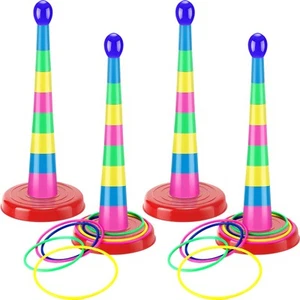 76 Pcs 4 Sets 18 Inch Plastic Ring Toss Game for Kids Colorful Tossing and Ac... - Picture 1 of 7