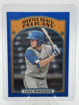 2021 Topps Heritage Minor League Base #142 Cole Roederer Pelicans Blue /99  - Image 1 of 2