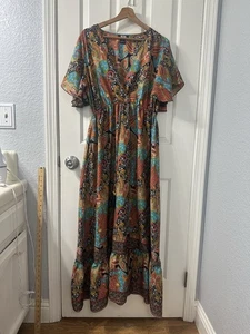 NAOO Nation AK Trajes Paisley Niveles Maxi Boho Campesino Solero Talla L - Imagen 1 de 8