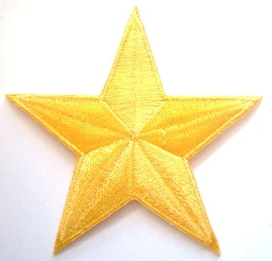 HELLGELB 3 Zoll Bügelbild Stern Patch Applikation Kind Verzierung - 146 - Bild 1 von 1