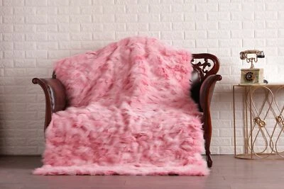 Pink Fox Fur Blanket Throw Real Fox Fur Blanket Custom Made Fur - Image 1 of 4